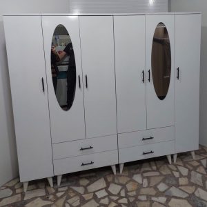 Altı Kapaklı Çekmeceli Aynalı Büyük Gardırop