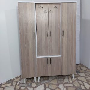 Altı Kapaklı Askılıklı Ahşap Görünümlü Gardırop