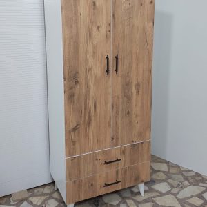 Çift Kapaklı Ahşap Görünümlü Gardırop